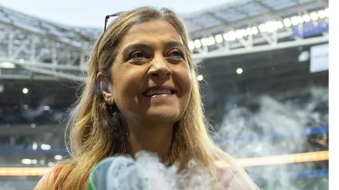 Leila Pereira presidente do Palmeiras durante partida contra o Athletico-PR no estádio Arena Allianz Parque pelo campeonato Brasileiro A 2026. Foto: Ettore Chiereguini/AGIF