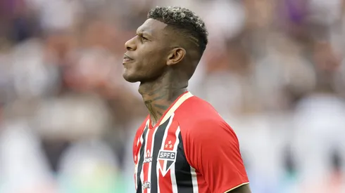 Arboleda jogador do Sao Paulo durante partida contra o Corinthians no estadio Arena Corinthians pelo campeonato Paulista 2026.