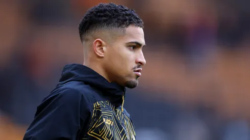 WOLVERHAMPTON, ENGLAND – JANUARY 31: Joao Gomes of Wolverhampton Wanderers looks on during warm ups prior to the Premier League match between Wolverhampton Wanderers and Bournemouth at Molineux on January 31, 2026 in Wolverhampton, England. (Photo by Alex Livesey/Getty Images)