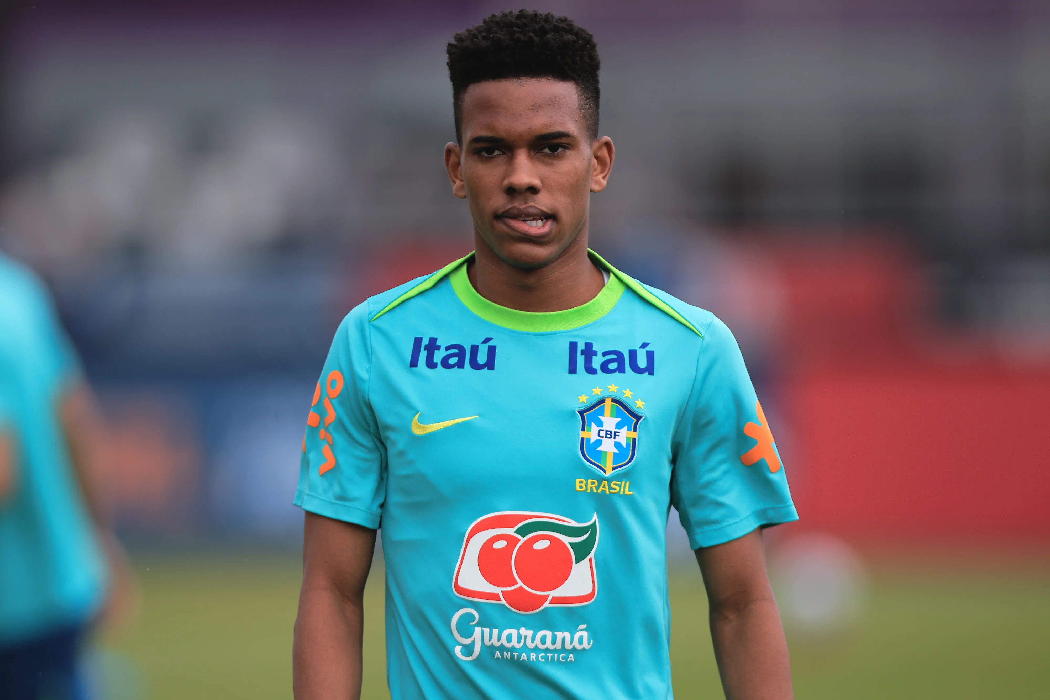 SP – SAO PAULO – 08/06/2025 – BRASIL, TREINO – Estevao jogador do Brasil durante treino no Centro de Treinamento CT Joaquim Grava. Foto: Ettore Chiereguini/AGIF