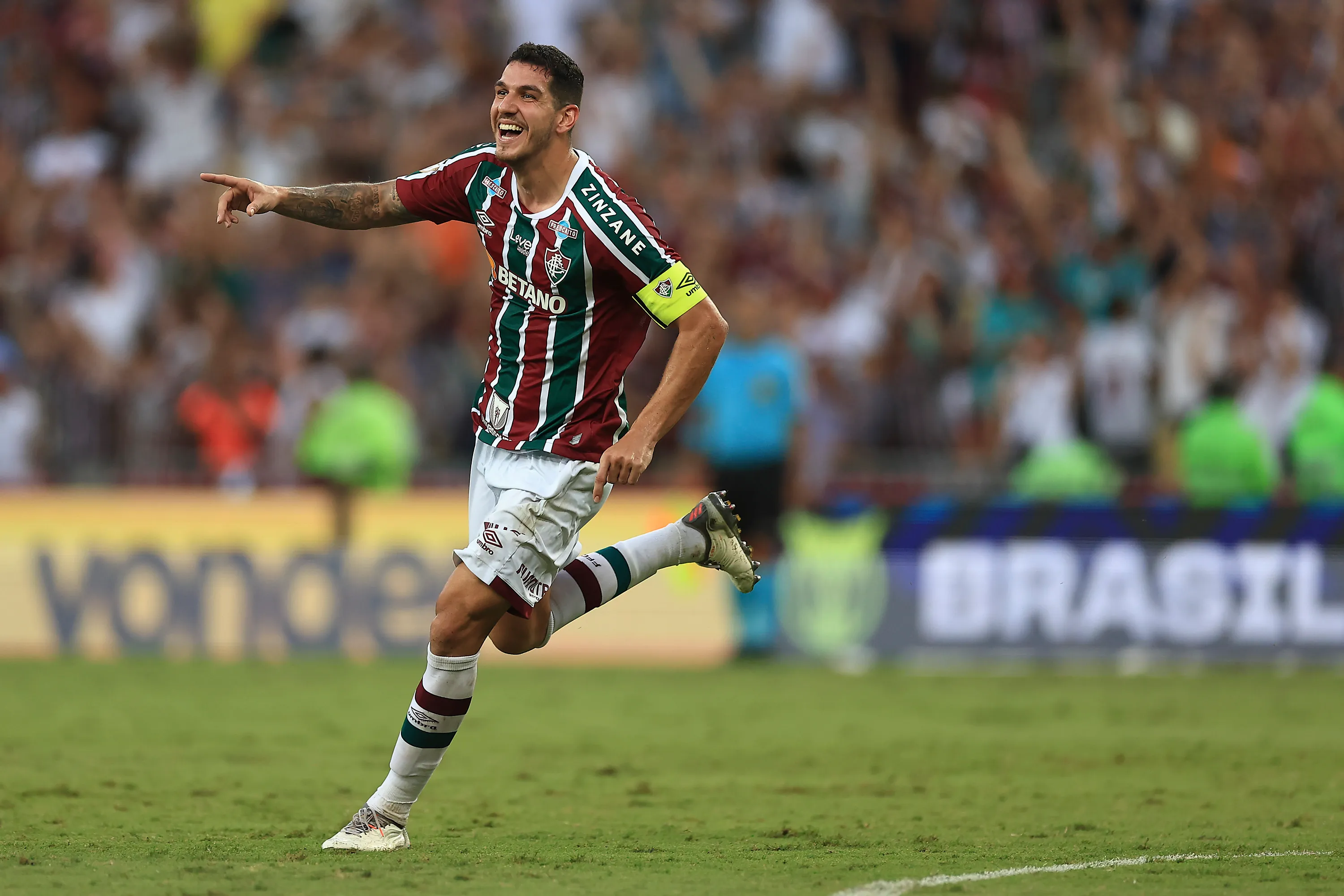 RIO DE JANEIRO, BRAZIL – APRIL 22: Nino of Fluminense celebrates after scoring the second goal of his team during the match between Fluminense and Athletico Paranaense as part of Brasileirao 2023 at Maracana Stadium on April 22, 2023 in Rio de Janeiro, Brazil. (Photo by Buda Mendes/Getty Images)