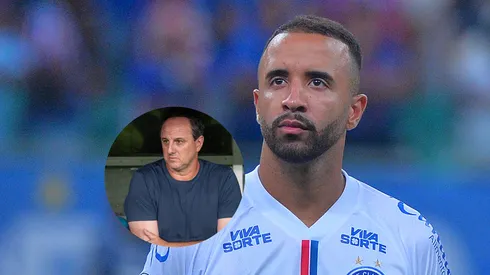 Caio Alexandre, jogador do Bahia durante partida contra o Boston River/Rogério Ceni técnico do Bahia durante partida contra o Bragantino (Imagem: Walmir Cirne/AGIF/Jhony Pinho/AGIF)