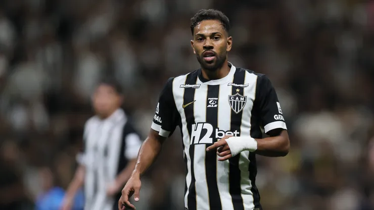 Renan Lodi jogador do Atletico durante partida contra o Palmeiras no estadio Arena MRV pelo campeonato Brasileiro A 2026.