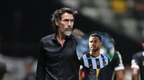 Eduardo Domínguez técnico do Atlético lamenta durante partida contra o Ceará/Renan Lodi jogador do Atlético-MG durante partida contra o Coritiba (Imagem: Gilson Lobo/AGIF/Robson Mafra/AGIF)