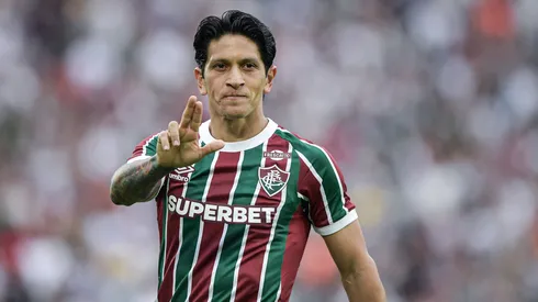 Cano jogador do Fluminense comemora seu gol durante partida contra o Fortaleza no estádio Maracanã pelo campeonato Brasileiro A 2025. Foto: Thiago Ribeiro/AGIF