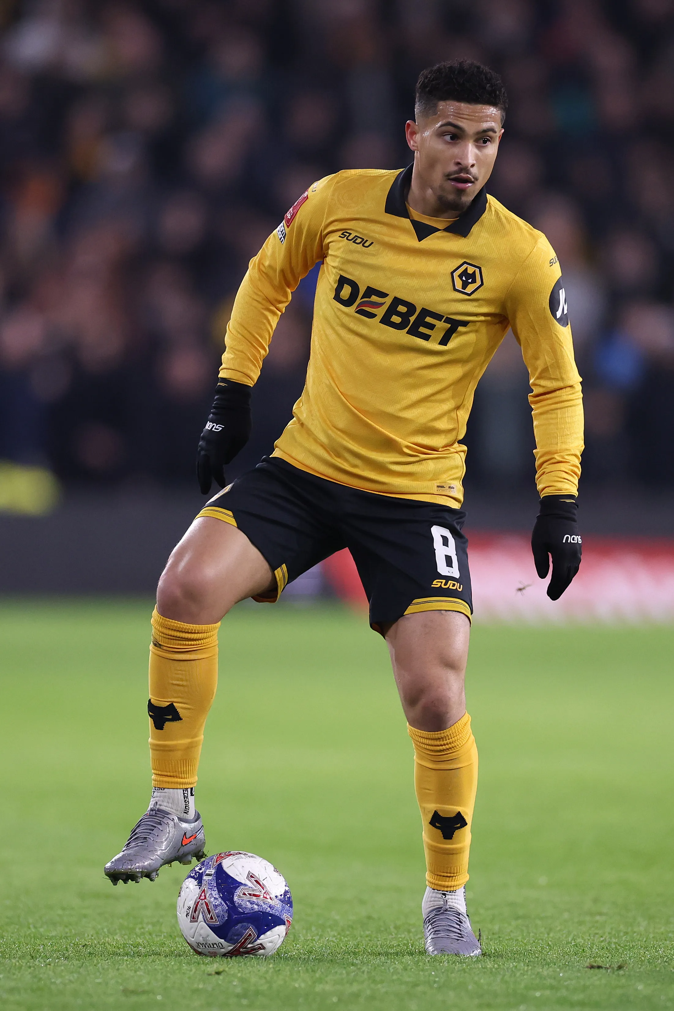 WOLVERHAMPTON, ENGLAND – MARCH 06: Joao Gomes of Wolverhampton Wanderers during the Emirates FA Cup Fifth Round match between Wolverhampton Wanderers and Liverpool on March 06, 2026 in Wolverhampton, England. (Photo by Alex Livesey/Getty Images)