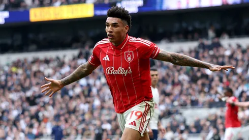Igor Jesus of Nottingham Forest celebrates scoring his team's first goal during the Premier League match between Tottenham Hotspur and Nottingham Forest at Tottenham Hotspur Stadium on March 22, 2026 in London, England. (Photo by Ryan Pierse/Getty Images)