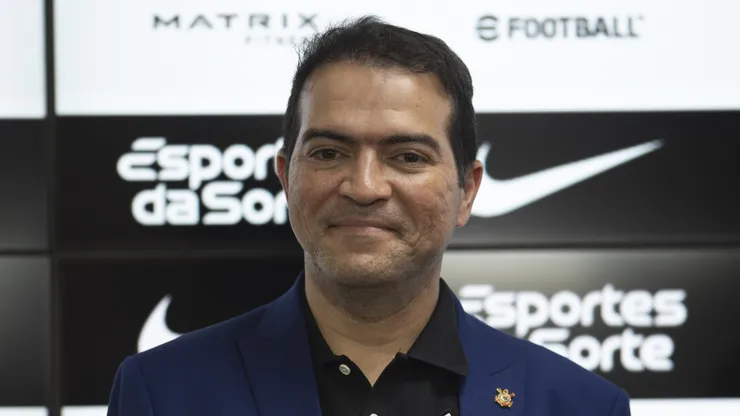 Marcelo Paz executivo de futebol do Corinthians durante em coletiva de imprensa após treino da equipe realizada no CT Joaquim Grava. Foto: Anderson Romão/AGIF