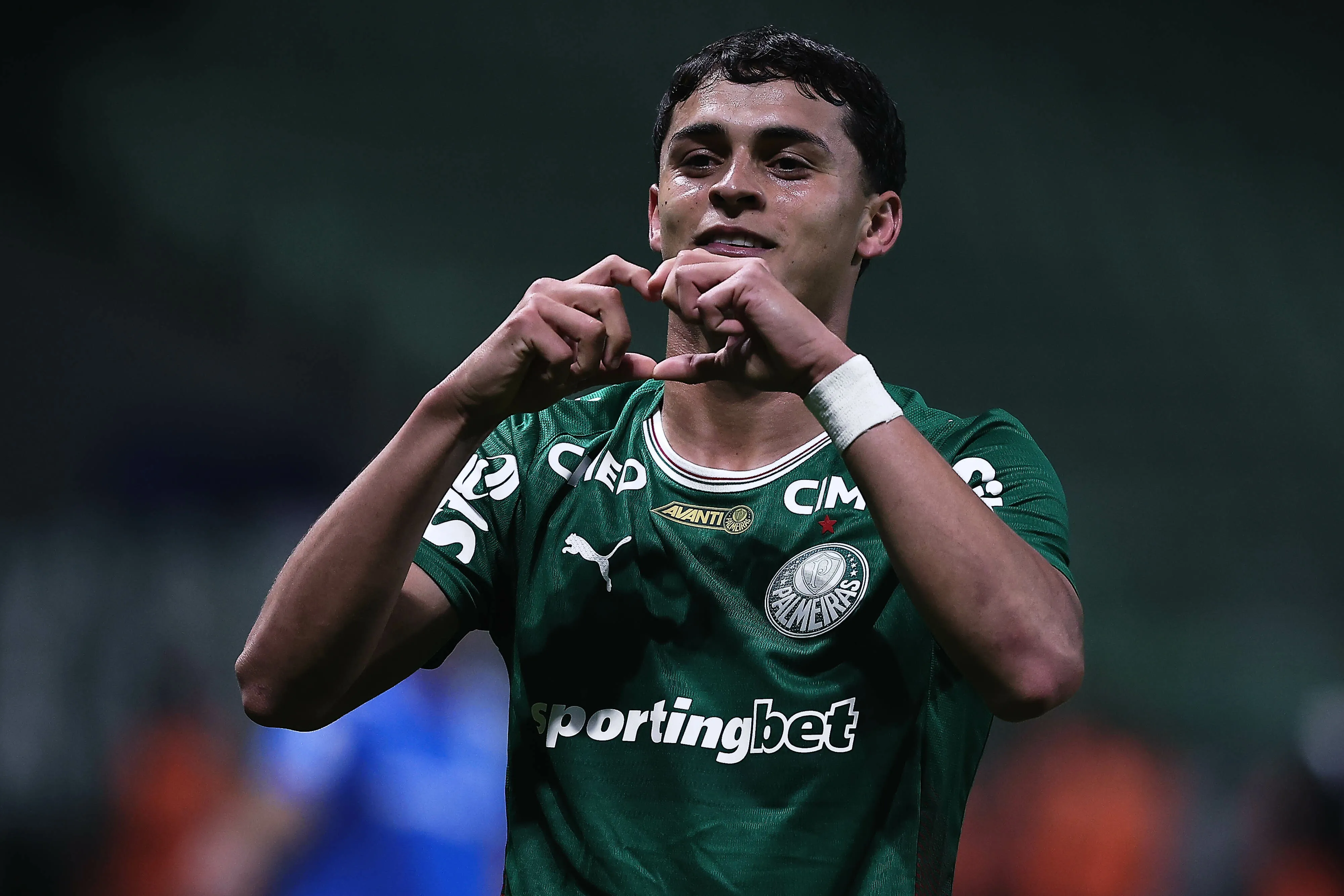 Sosa jogador do Palmeiras comemora seu gol durante partida contra o Jacuipense no estadio Arena Allianz Parque pelo campeonato Copa Do Brasil 2026. Foto: Ettore Chiereguini/AGIF
