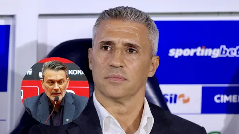 Hernán Crespo técnico do São Paulo durante partida contra o Palmeiras/ Rui Costa, diretor do São Paulo, em entrevisa coletiva (Imagem: Marcello Zambrana/AGIF/Rubens Chiri / São Paulo FC)