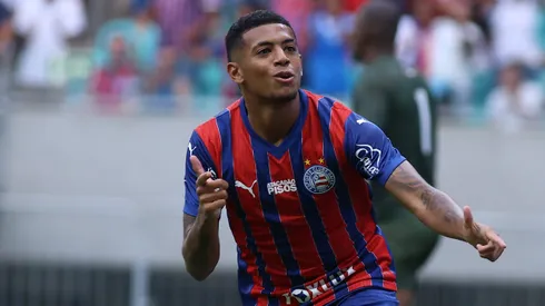 BA – SALVADOR – 17/01/2026 – BAIANO 2026, BAHIA X GALICIA – Kaue Furquim jogador do Bahia comemora seu gol durante partida contra o Galicia no estadio Fonte Nova pelo campeonato Baiano 2026. Foto: Marcio Jose/AGIF