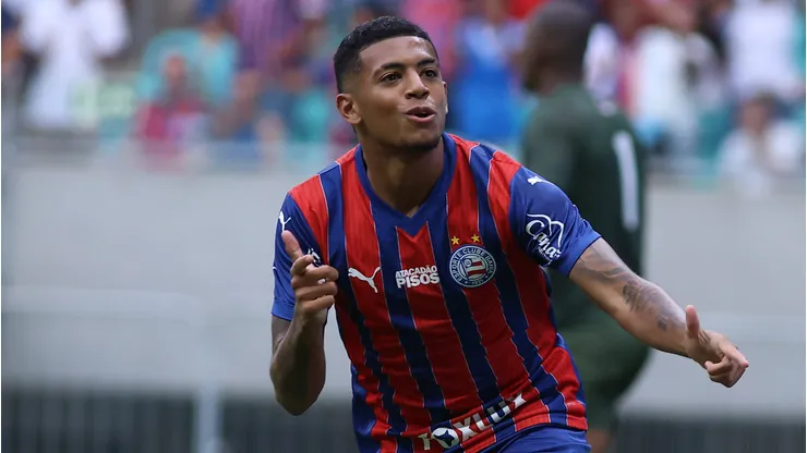 BA - SALVADOR - 17/01/2026 - BAIANO 2026, BAHIA X GALICIA - Kaue Furquim jogador do Bahia comemora seu gol durante partida contra o Galicia no estadio Fonte Nova pelo campeonato Baiano 2026. Foto: Marcio Jose/AGIF