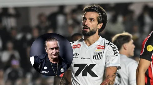 Lautaro Diaz jogador do Santos durante partida contra o Vitoria/Cuca técnico do Santos durante partida contra o Atlético-MG (Imagem: Jota Erre/AGIF/Marcello Zambrana/AGIF)
