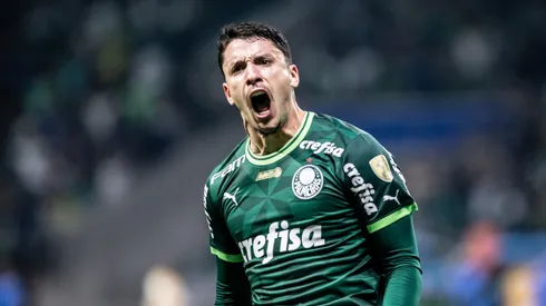 Piquerez jogador do Palmeiras comemora seu gol durante partida contra o Barcelona de Guayaquil no estadio Arena Allianz Parque pelo campeonato Libertadores 2023.