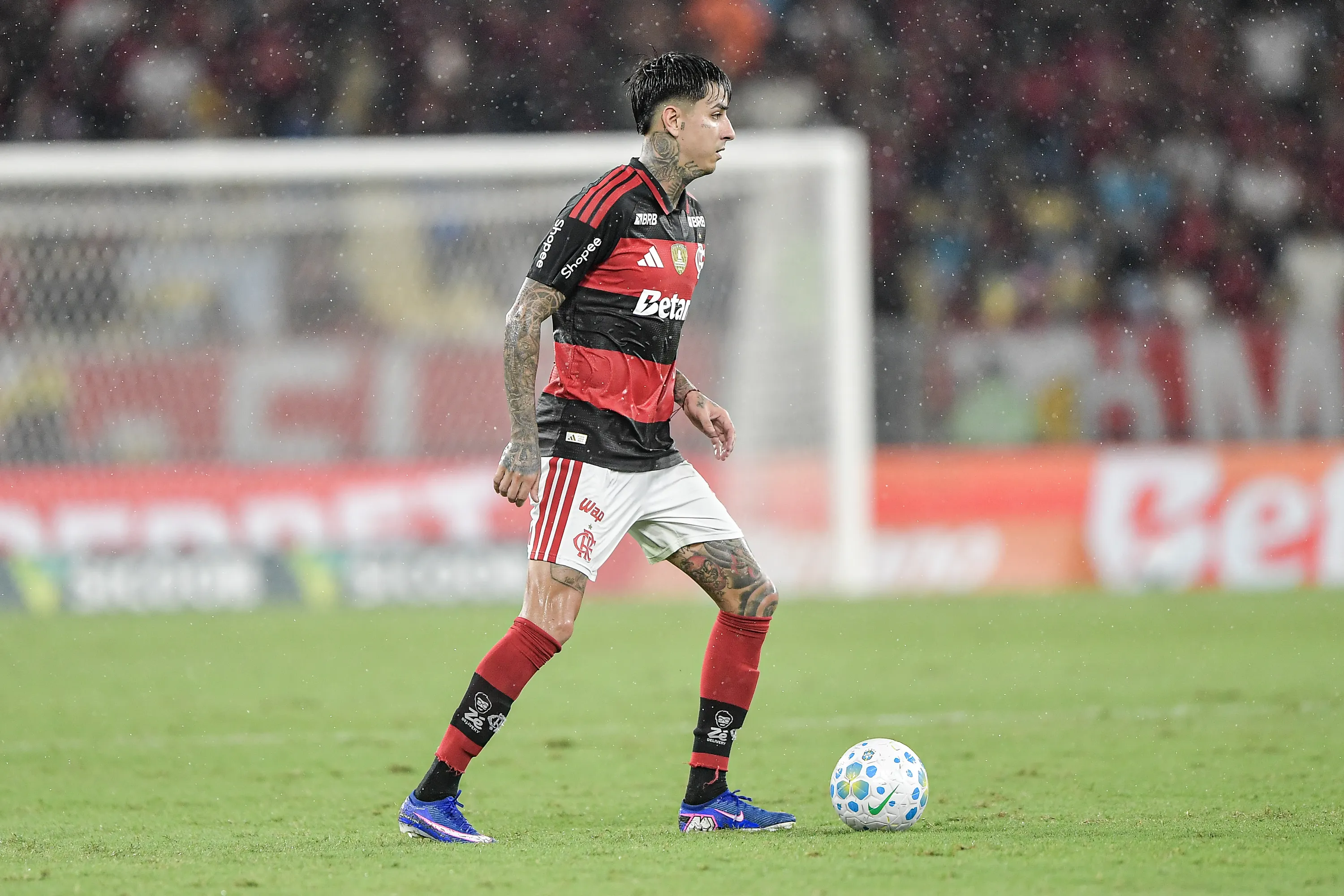 Pulgar jogador do Flamengo durante partida contra o Remo no estadio Maracana pelo campeonato Brasileiro A 2026. Foto: Thiago Ribeiro/AGIF