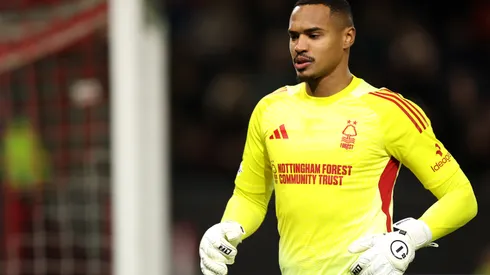 UTRECHT, NETHERLANDS – DECEMBER 11: Goalkeeper, John Victor of Nottingham Forest looks on during the UEFA Europa League 2025/26 League Phase MD6 match between FC Utrecht and Nottingham Forest FC at Stadion Galgenwaard on December 11, 2025 in Utrecht, Netherlands. (Photo by Dean Mouhtaropoulos/Getty Images)