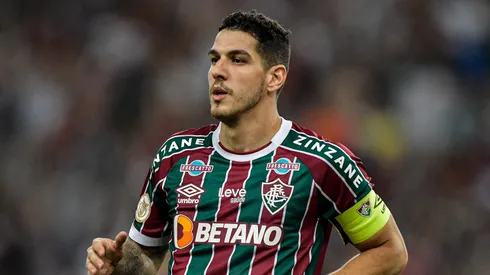 Nino jogador do Fluminense comemora seu gol durante partida contra o Cuiaba no estadio Maracana pelo campeonato BRASILEIRO A 2023.