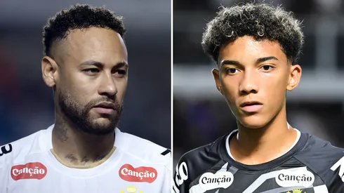 Neymar e Robinho Jr., jogadores do Santos. Fotos: Marcello Zambrana/AGIF e Jota Erre/AGIF