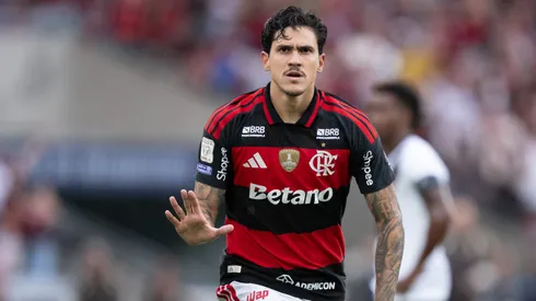 Pedro jogador do Flamengo comemora seu gol durante partida contra o Vasco no estadio Maracana pelo campeonato Brasileiro A 2026. Foto: Jorge Rodrigues/AGIF