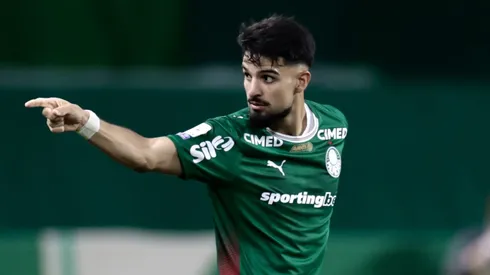 Flaco Lopez jogador do Palmeiras comemora seu gol durante partida contra o Santos no estadio Arena Allianz Parque pelo campeonato Brasileiro A 2026. Foto: Marcello Zambrana/AGIF