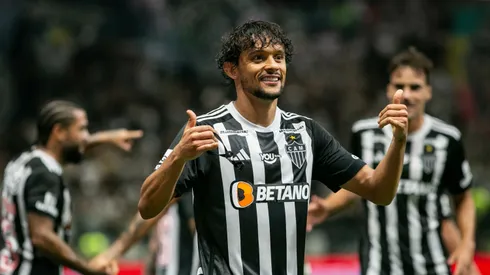 Gustavo Scarpa jogador do Atletico-MG comemora seu gol durante partida contra o Criciuma no estadio Arena MRV pelo campeonato Brasileiro A 2024.