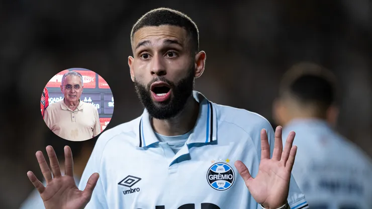 Wagner Leonardo jogador do Grêmio reclama com a arbitragem durante partida contra o Vasco/ Papelin, dirigente do Vitória, em coletiva (Imagem: Jorge Rodrigues/AGIF/ Victor Ferreira/Vitória)