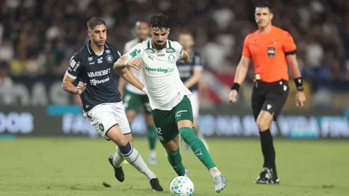 Flaco Lopez jogador do Palmeiras durante partida contra o Remo no estádio Mangueirão pelo campeonato Brasileiro A 2026. Foto: Fernando Torres/AGIF