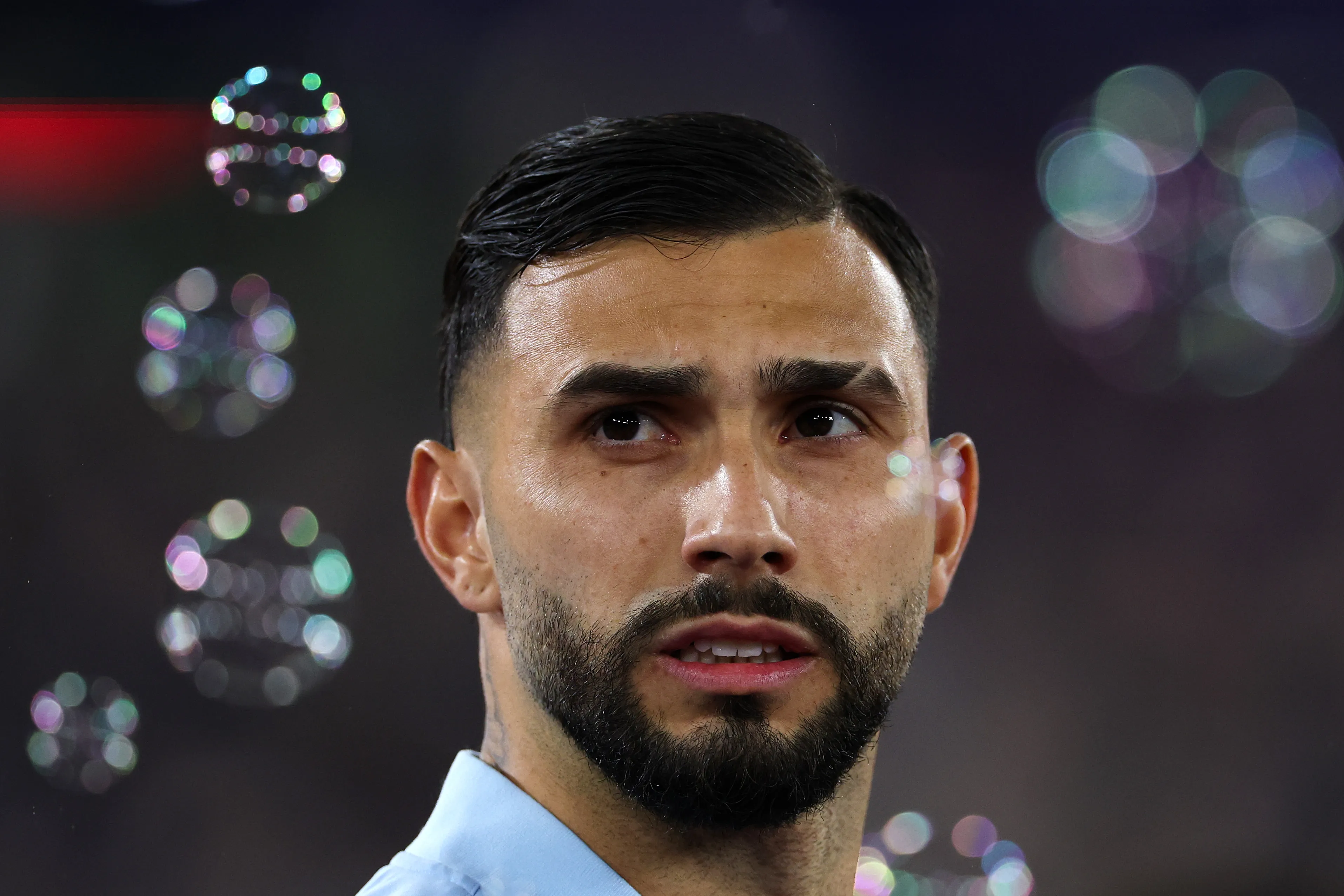 LONDON, ENGLAND – APRIL 10: Taty Castellanos of West Ham United looks on as he walks out prior to the Premier League match between West Ham United and Wolverhampton Wanderers at London Stadium on April 10, 2026 in London, England. (Photo by Justin Setterfield/Getty Images)