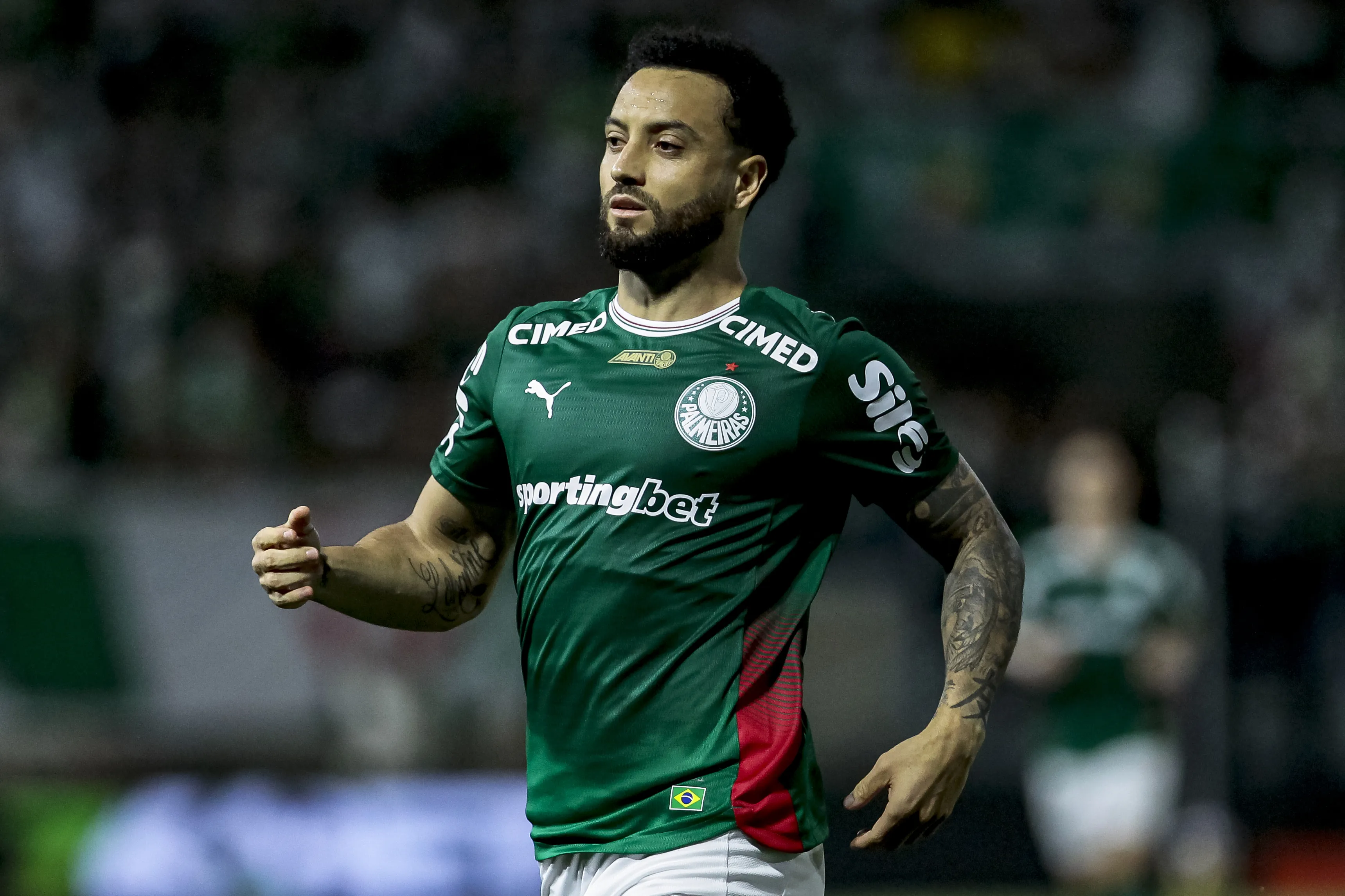 Felipe Anderson jogador do Palmeiras durante partida contra o Sao Paulo no estadio Arena Barueri pelo campeonato Paulista 2026. Foto: Marco Miatelo/AGIF