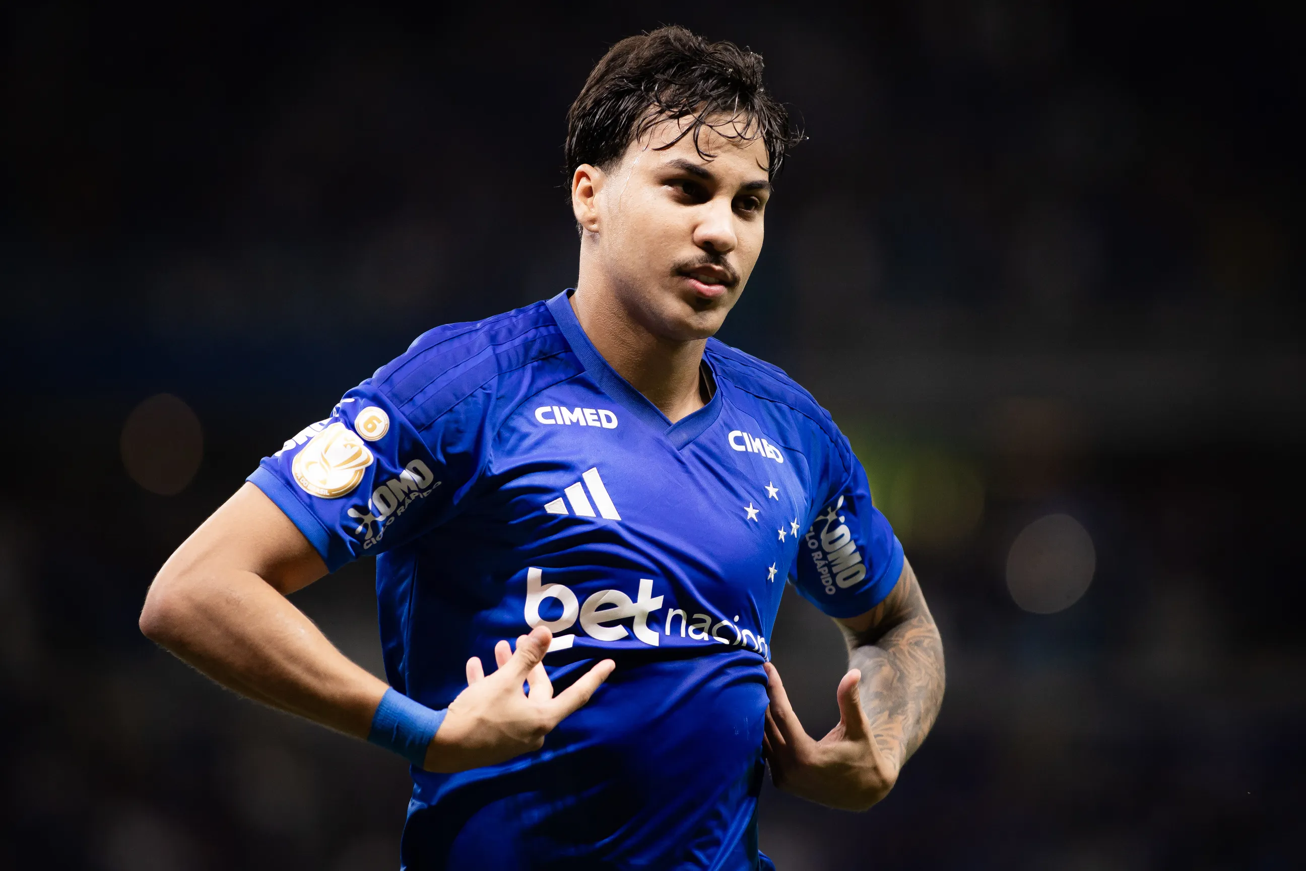 Kaio Jorge jogador do Cruzeiro comemora seu gol durante partida contra o Goias no estadio Mineirao pelo campeonato Copa Do Brasil 2026. Foto: Isabela Azine/AGIF