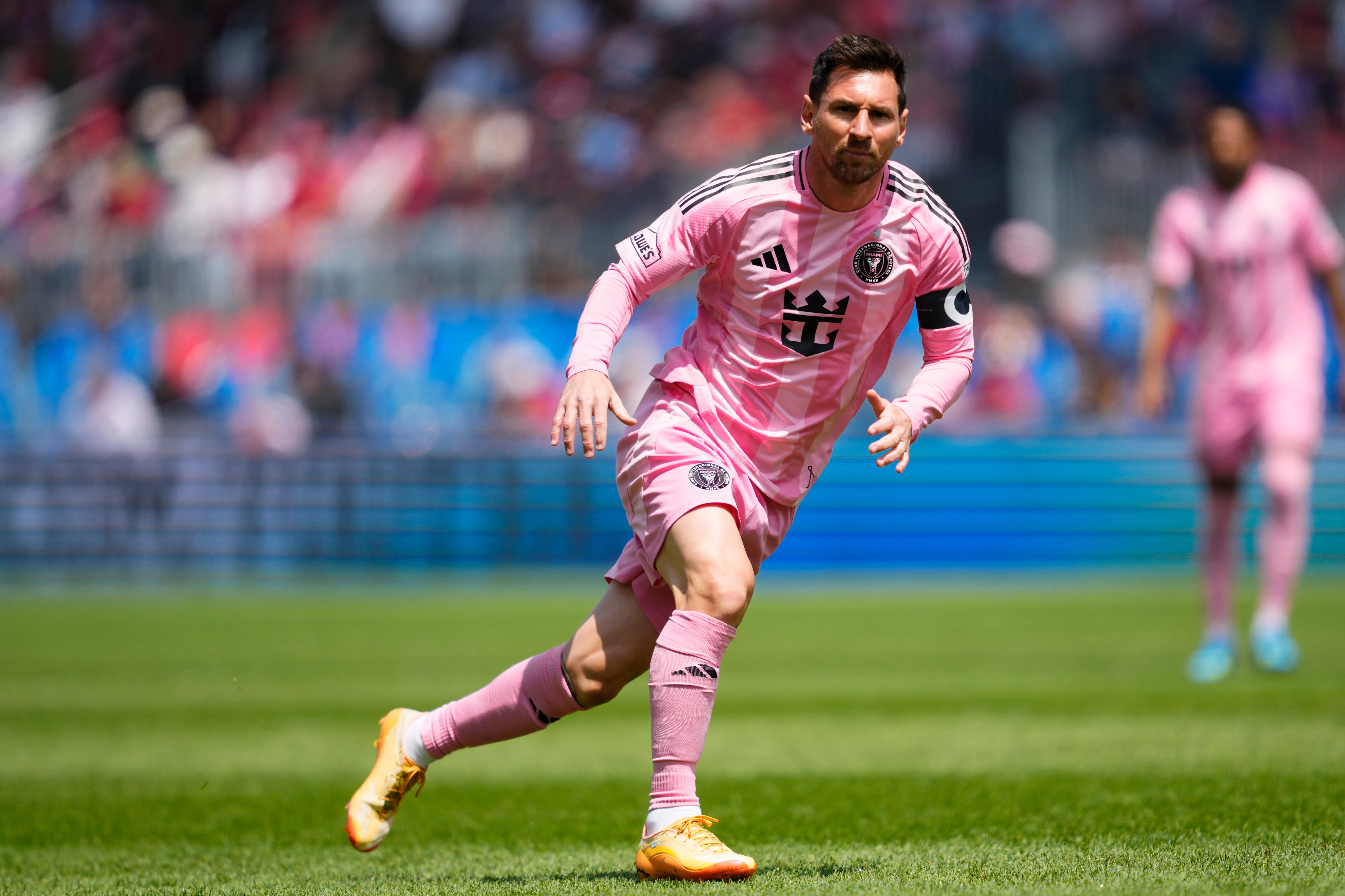 TORONTO, ONTARIO – MAY 09: Lionel Messi #10 of Inter Miami CF looks on during the MLS match between Toronto FC and Inter Miami CF at BMO Field on May 09, 2026 in Toronto, Ontario. (Photo by Mark Blinch/Getty Images)