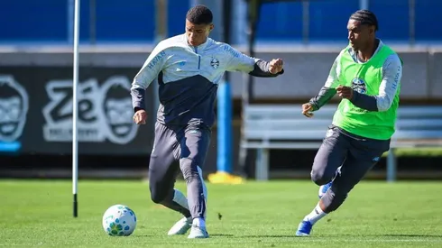 Luís Eduardo, em treino pelo Grêmio. Foto: Lucas Uebel / Grêmio