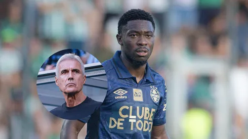 Francis Amuzu jogador do Grêmio durante partida contra o Juventude/Luís Castro técnico do Grêmio durante partida contra o São Luiz-RS (Imagem: Maxi Franzoi/AGIF)