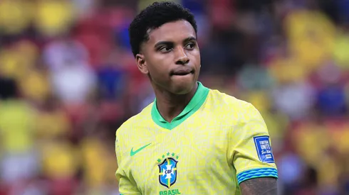 Rodrygo durante eliminatórias da Copa do Mundo contra o Peru em 2024.