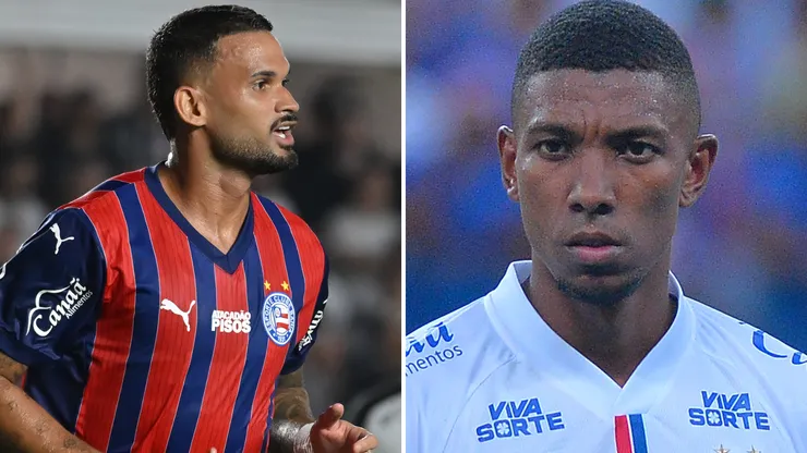 Willian José e Kanu, jogadores do Bahia. Fotos: Jota Erre/AGIF e Walmir Cirne/AGIF