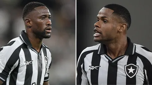 Bastos e Júnior Santos, jogadores do Botafogo. Fotos: Thiago Ribeiro/AGIF