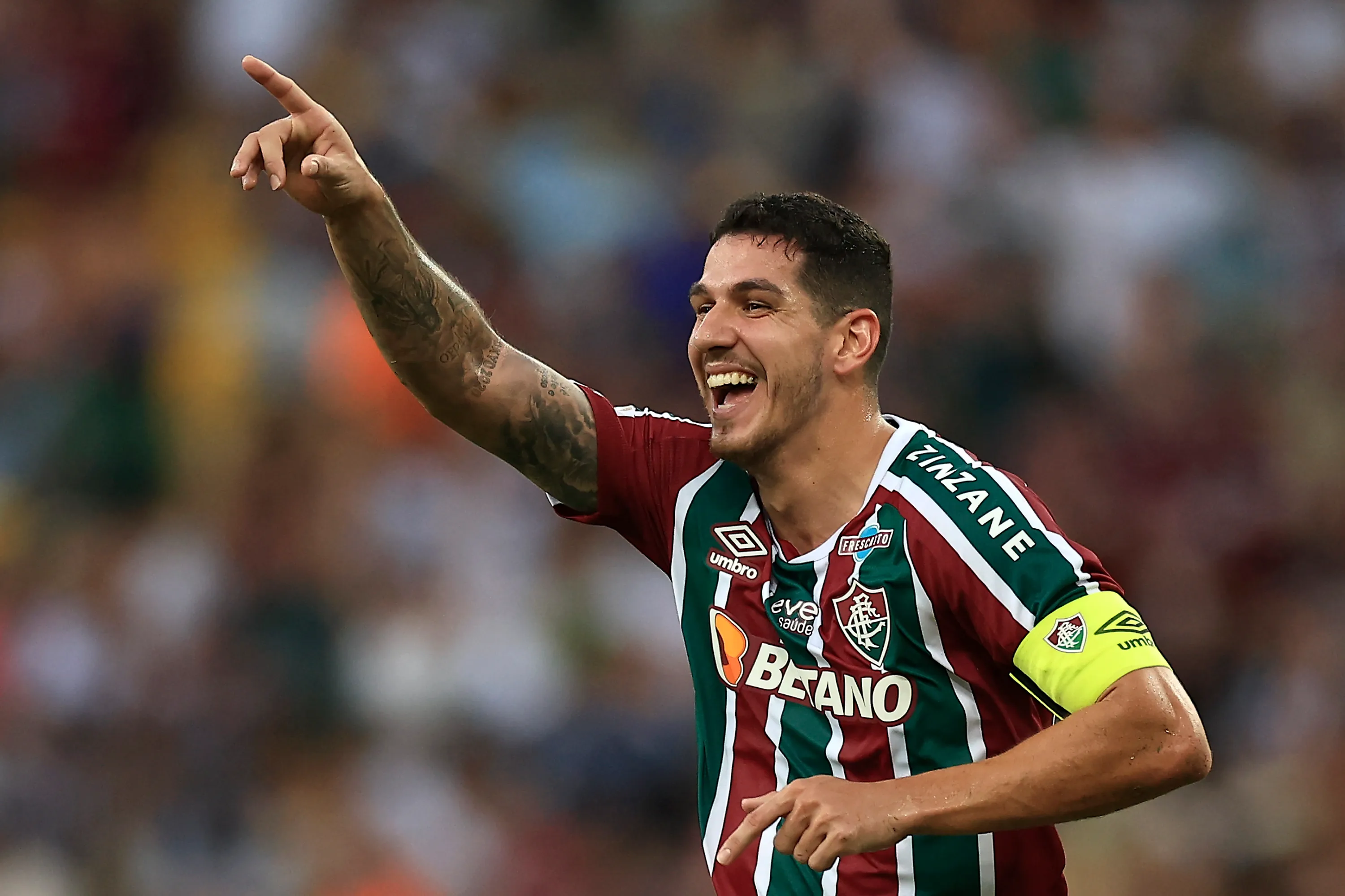 RIO DE JANEIRO, BRAZIL – APRIL 22: Nino of Fluminense celebrates after scoring the second goal of his team during the match between Fluminense and Athletico Paranaense as part of Brasileirao 2023 at Maracana Stadium on April 22, 2023 in Rio de Janeiro, Brazil. (Photo by Buda Mendes/Getty Images)