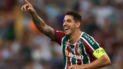 RIO DE JANEIRO, BRAZIL - APRIL 22: Nino of Fluminense celebrates after scoring the second goal of his team during the match between Fluminense and Athletico Paranaense as part of Brasileirao 2023 at Maracana Stadium on April 22, 2023 in Rio de Janeiro, Brazil. (Photo by Buda Mendes/Getty Images)