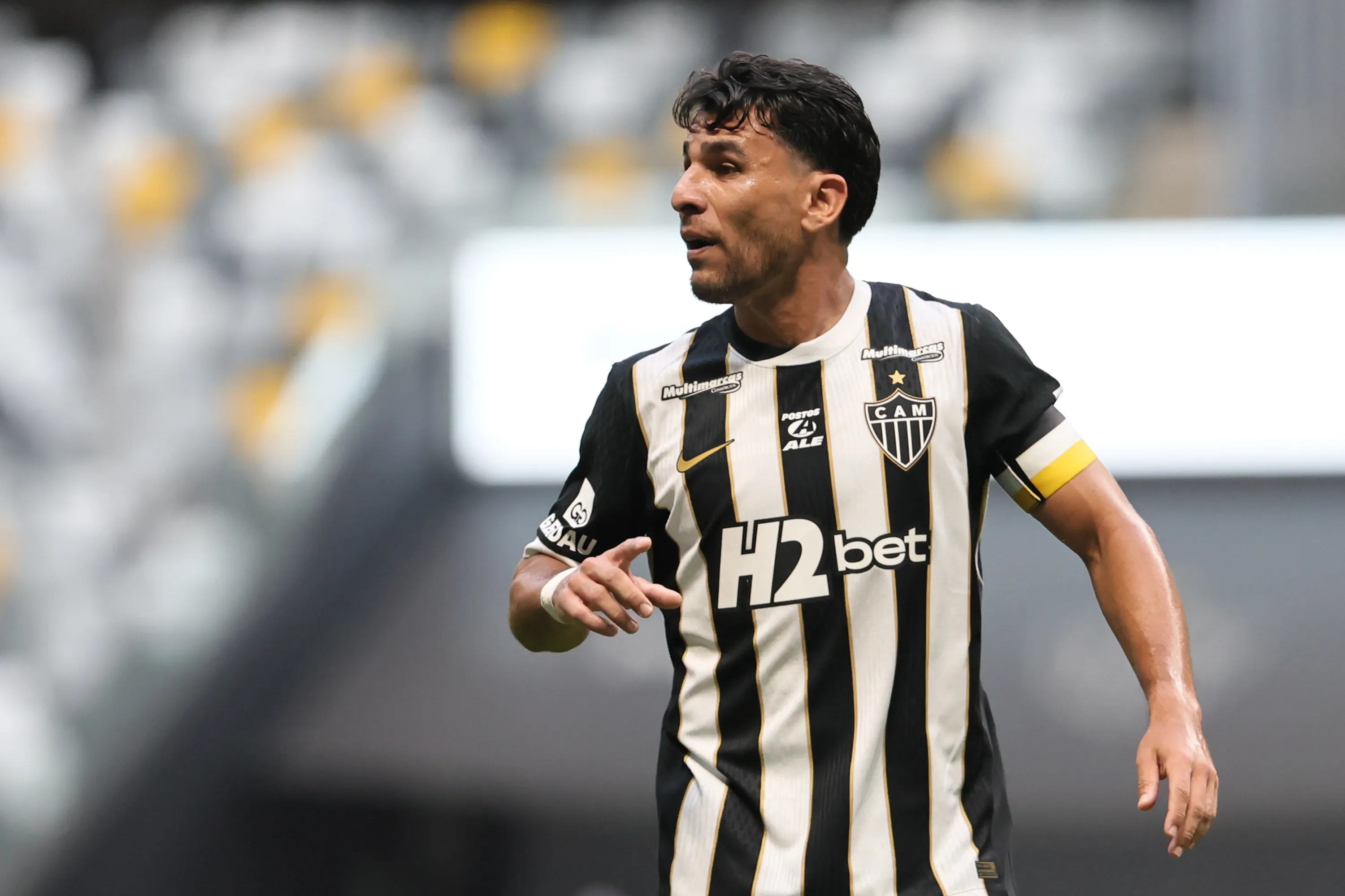 Junior Alonso jogador do Atletico-MG durante partida contra o Betim no estadio Arena MRV pelo campeonato Mineiro 2026. Foto: Gilson Lobo/AGIF