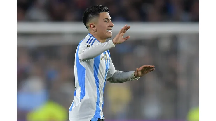 BUENOS AIRES, ARGENTINA - JUNE 10: Thiago Almada of Argentina celebrates after scoring the team's first goal during the FIFA World Cup 2026 South American Qualifier match between Argentina and Colombia at Estadio Más Monumental Antonio Vespucio Liberti on June 10, 2025 in Buenos Aires, Argentina. (Photo by Marcelo Endelli/Getty Images)