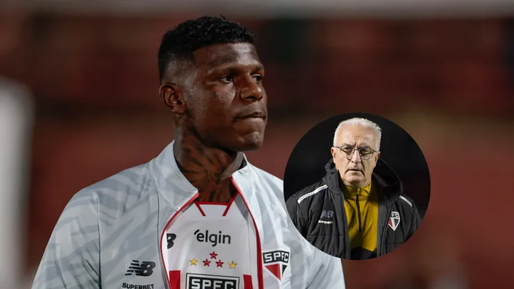 Arboleda jogador do São Paulo durante partida contra o Chapecoense/Dorival Júnior técnico do São Paulo durante partida contra o Millonarios (Imagens: Marcello Zambrana/AGIF/Anderson Romão/AGIF)