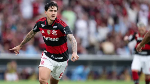 Pedro jogador do Flamengo comemora seu gol durante partida contra o Vasco no estadio Maracana pelo campeonato Brasileiro A 2026.