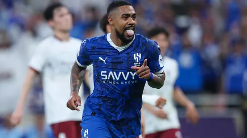 JEDDAH, SAUDI ARABIA - APRIL 25: Malcom of Al Hilal celebrates after scoring the 5th goal during the AFC Champions League Elite match between Al Hilal and Gwangju at King Abdullah Sports City Hall Stadium on April 25, 2025 in Jeddah, Saudi Arabia. (Photo by Yasser Bakhsh/Getty Images)