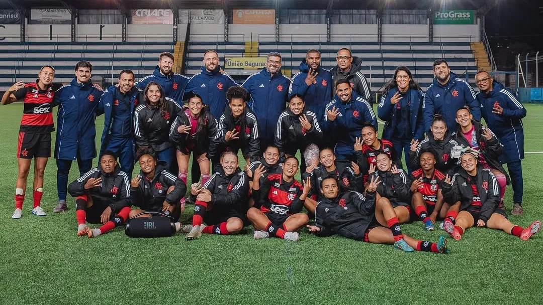 Jogadoras do Flamengo após a partida contra o Inter – Foto: Redes Sociais/Flamengo