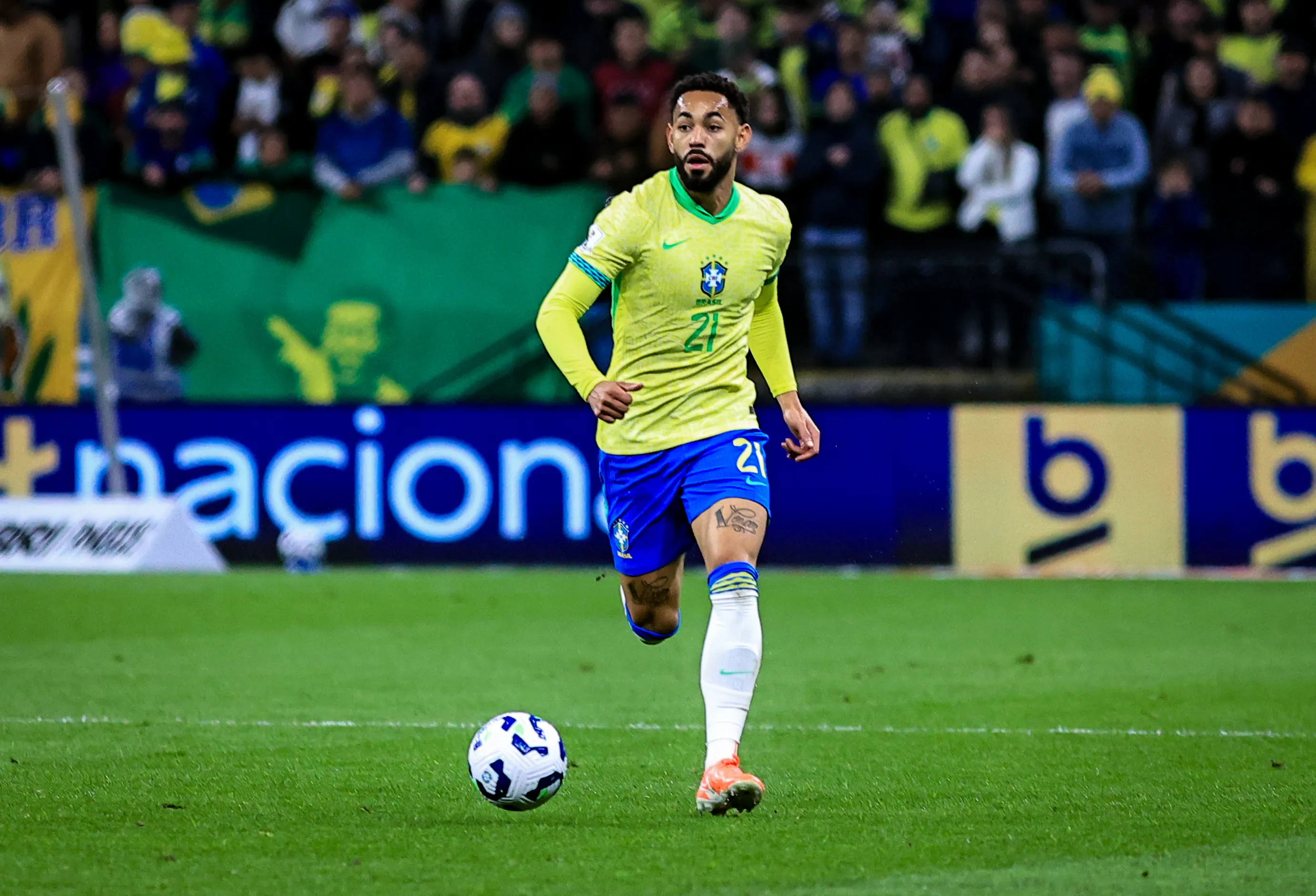MATHEUS CUNHA jogador do Selecao Brasileira durante partida contra o Paraguai no estadio Arena Corinthians pelo campeonato Eliminatorias Copa Do Mundo 2026. Foto: Fabio Giannelli/AGIF