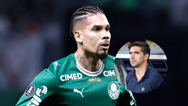 Paulinho jogador do Palmeiras durante partida contra o Cerro Porteño/Abel Ferreira técnico do Palmeiras durante partida contra o Flamengo (Imagem: Marcello Zambrana/AGIF/Thiago Ribeiro/AGIF)