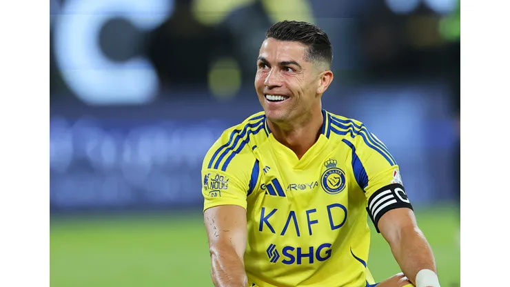 RIYADH, SAUDI ARABIA - MAY 07: Cristiano Ronaldo of Al Nassr reacts during the Saudi Pro League match between Al Nassr and Al Ittihad at Al-Awwal Park on May 07, 2025 in Riyadh, Saudi Arabia. (Photo by Abdullah Ahmed/Getty Images)