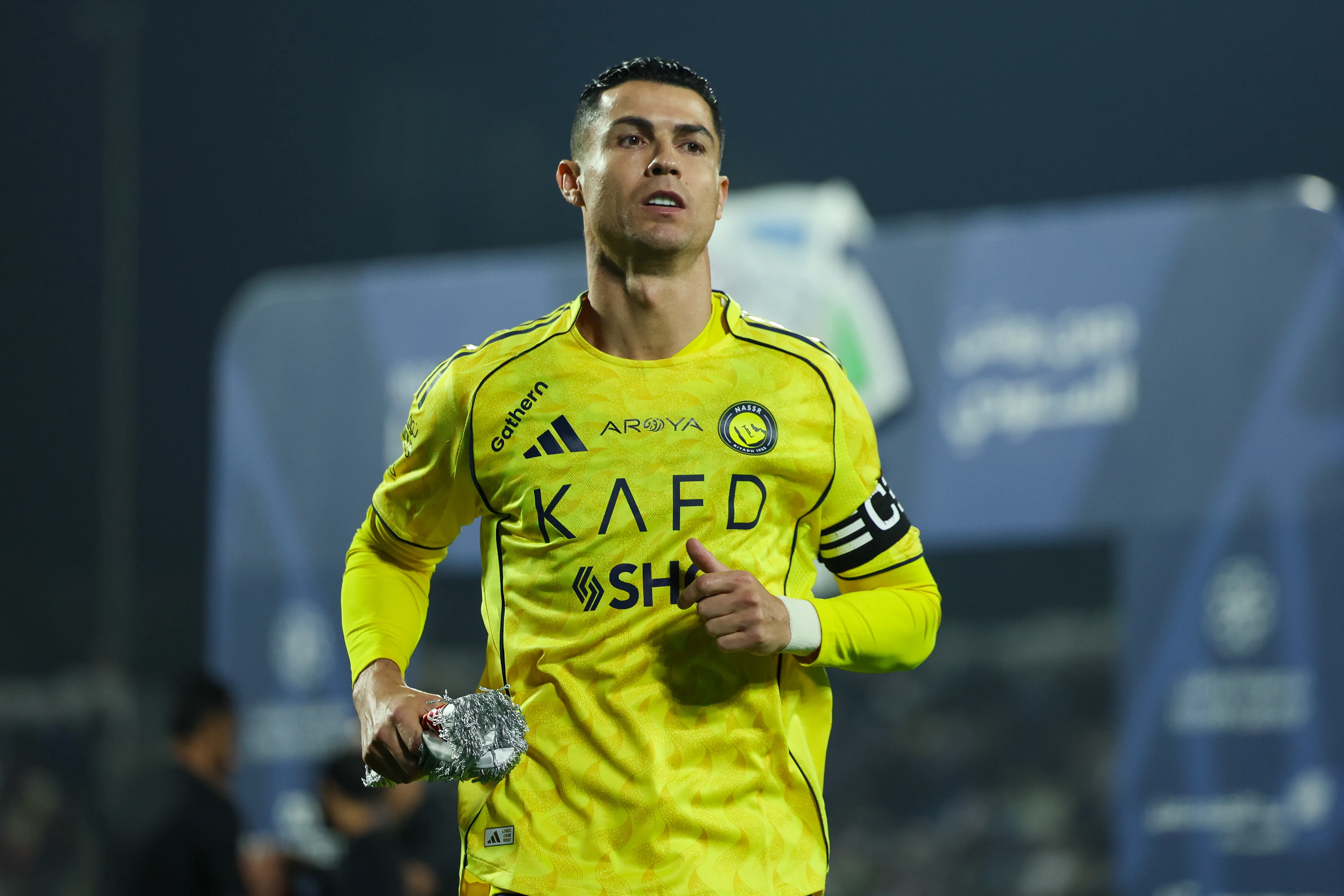 ABHA, SAUDI ARABIA – JANUARY 21: Cristiano Ronaldo of Al Nassr looks on prior the Saudi pro league match between Damac and Al Nassr at Prince Sultan Bin Abdulaziz Sport City on January 21, 2026 in Abha, Saudi Arabia. (Photo by Yasser Bakhsh/Getty Images)