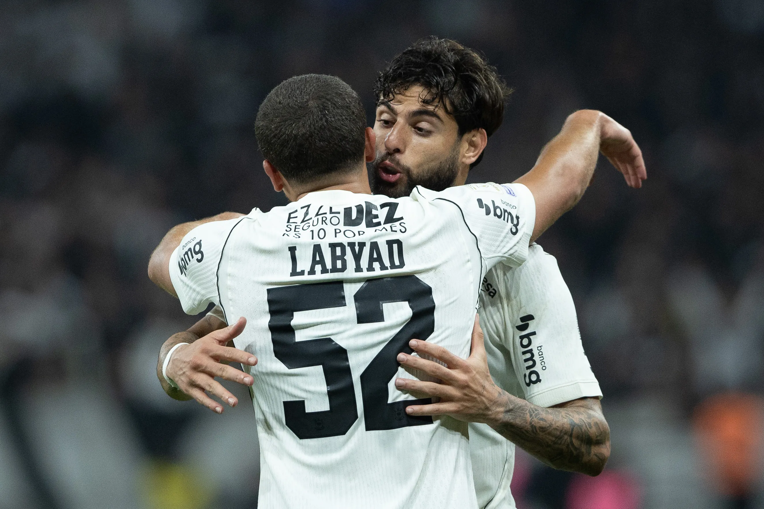 Zakaria Labyad jogador do Corinthians comemora seu gol durante partida contra o Atletico-MG no estadio Arena Corinthians pelo campeonato Brasileiro A 2026. Foto: Joisel Amaral/AGIF