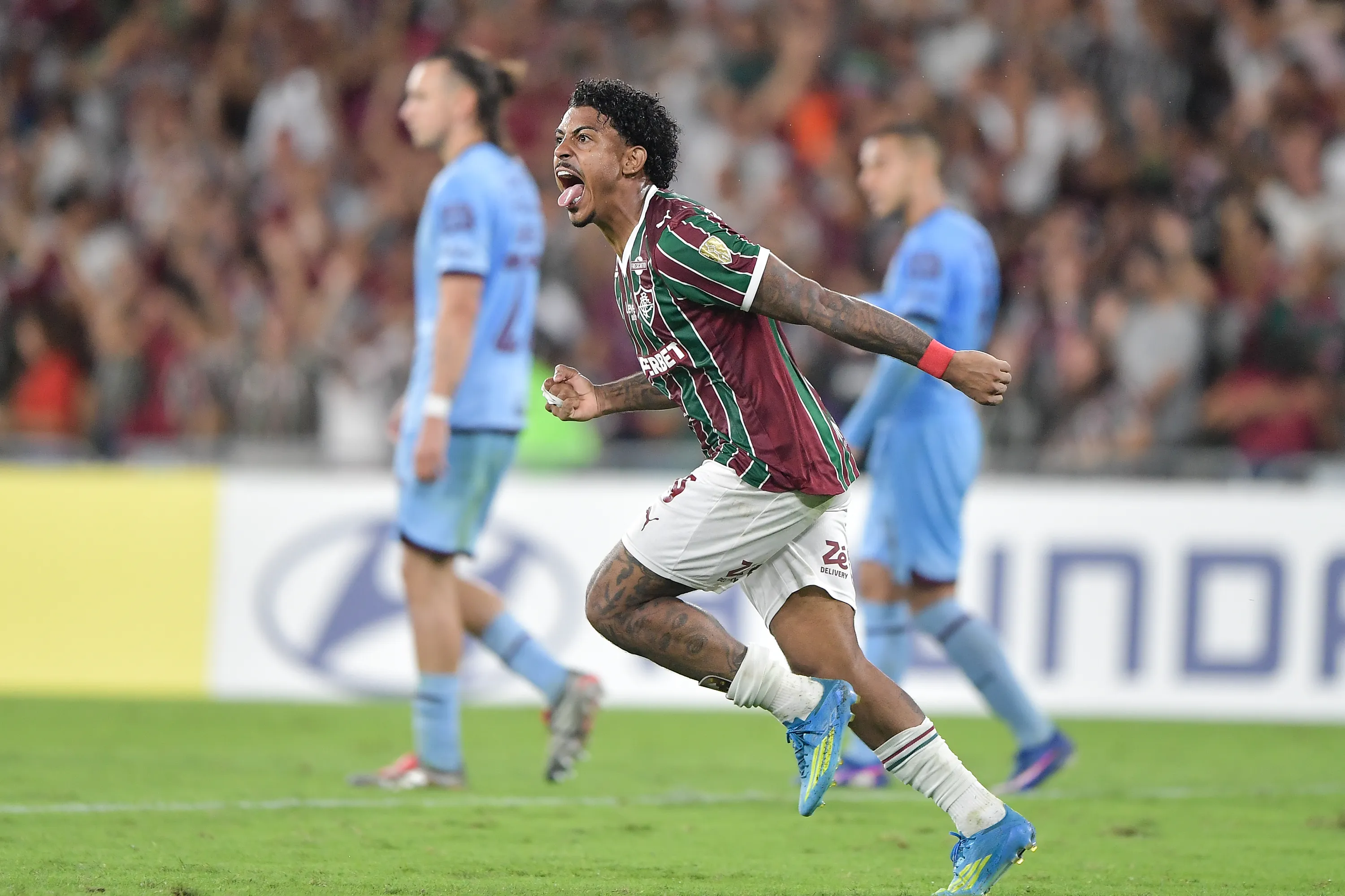 John Kennedy jogador do Fluminense comemora seu gol durante partida contra o Bolivar no estadio Maracana pelo campeonato Copa Libertadores 2026. Foto: Thiago Ribeiro/AGIF